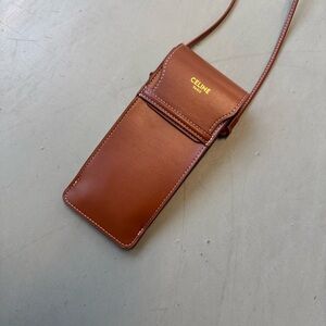 NEW CELINE BROWN LEATHER STRAP POUCH SUNGLASSES EYEGLASSES